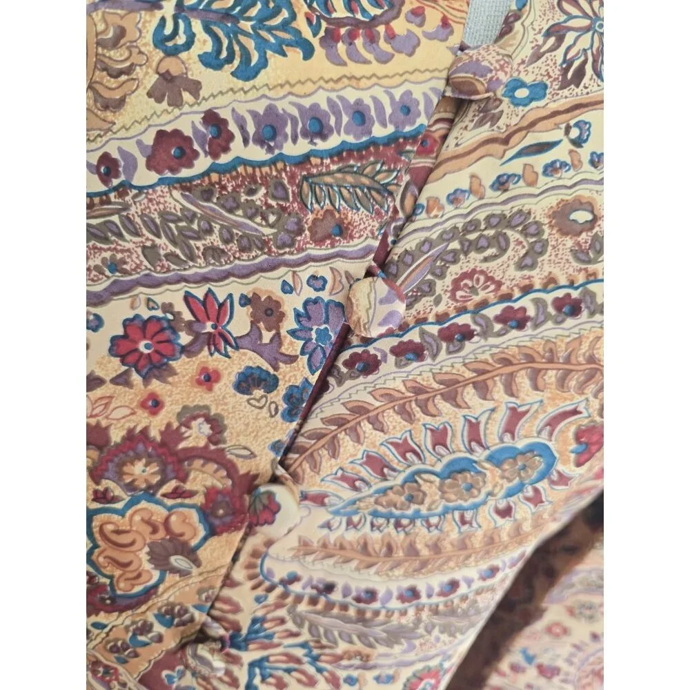 Adrianna Papell Silk Brown Floral Paisley Button Boho Vintage Jacket Blouse 10 M - Picture 10 of 12